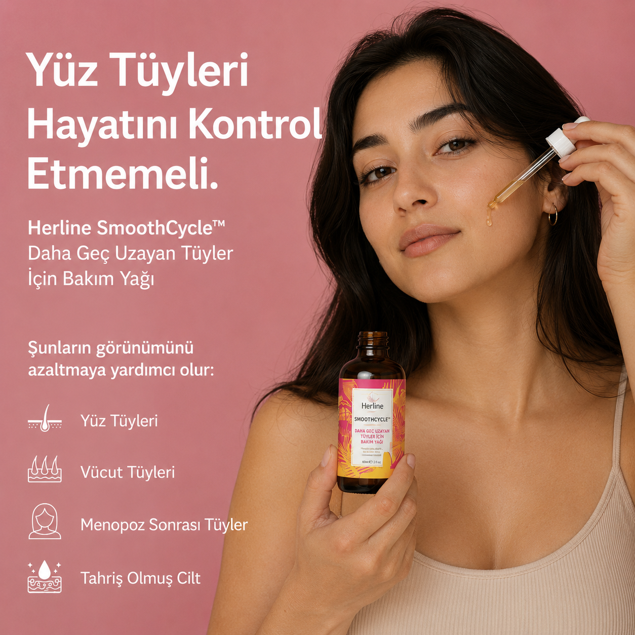 Herline SmoothCycle™ Daha Geç Uzayan Tüyler İçin Bakım Yağı
