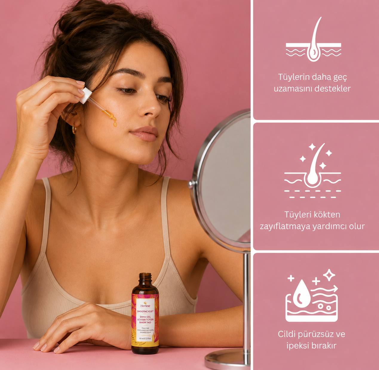 Herline SmoothCycle™ Daha Geç Uzayan Tüyler İçin Bakım Yağı